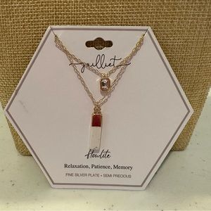 NWT Juilliet brand gemstone necklace gold over silver plate w/ genuine Howlite
